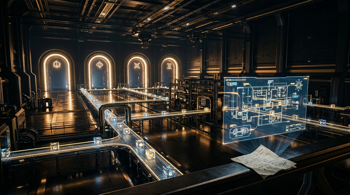 Holographic factory floor — the platform as conveyor line